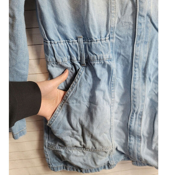 Universal Thread Long Sleeve Zip Up Light Wash Long Length Denim Jacket, sz 16 - Picture 2 of 13